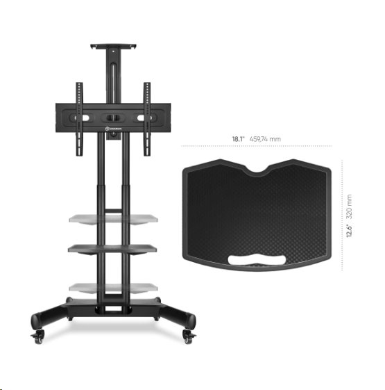 ONKRON AV polička pre TS1551/1552, nosnosť do 4,5kg, čierna 
