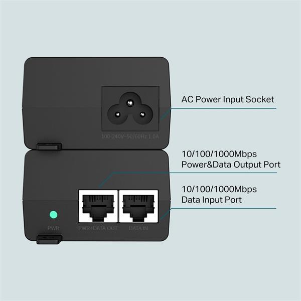 PoE+ Injector Adapter PORT: 1× Gigabit PoE Port, 1× Gigabit Non-PoE Port SPEC: 802.3at/af Compliant, Data and Power Carr 