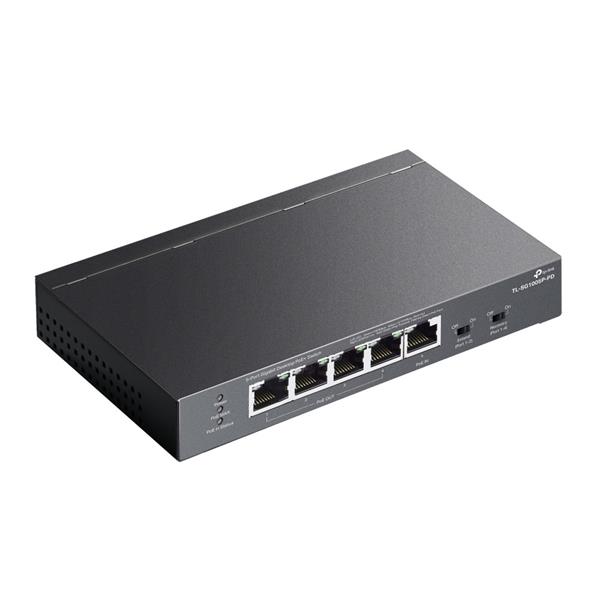 5-Port Gigabit Desktop Switch with 1-Port PoE++ In and 4-Port PoE+ Out PORT: 4× Gigabit PoE+ Out Ports, 1× Gigabit PoE++ 