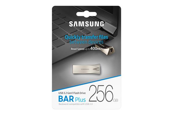 256 GB . USB 3.2 Flash Drive Samsung BAR Plus Champagne Silver 