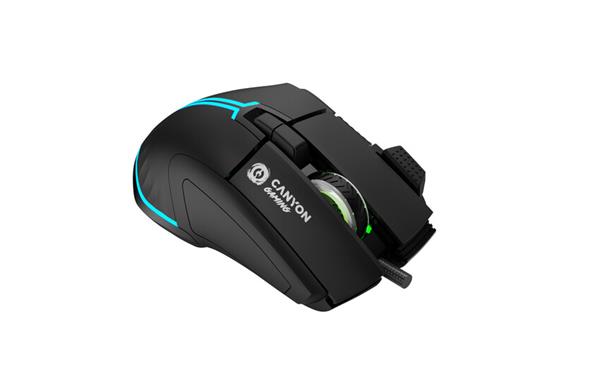 Canyon Fortnax, GM-636 herná myš, drôtová, optická, 20.000dpi, odozva 1ms, 9 progr. tlač,  6 režimov RGB podsv., čierna 