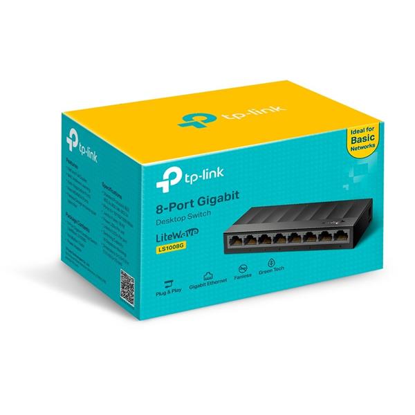 LiteWave 8-Port Gigabit Desktop Switch  PORT: 8× Gigabit RJ45 Ports SPEC: Desktop Plastic Case FEATURE: Plug and Play 