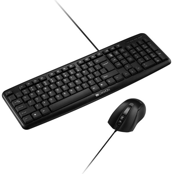 Canyon SET-1,  USB combo - plnohodnotná klávesnica,  SK/CZ  + obojručná myš 1.000 dpi 