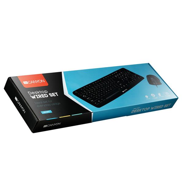 Canyon SET-1,  USB combo - plnohodnotná klávesnica,  SK/CZ  + obojručná myš 1.000 dpi 