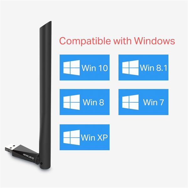 AC650 High Gain Wireless Dual Band USB Adapter SPEED: 200 Mbps at 2.4 GHz + 433 Mbps at 5 GHz SPEC: 1× High Gain Externa 