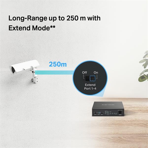 6-Port 10/100 Mbps Desktop Switch with 4-Port PoE+ PORT: 4× 10/100 Mbps PoE+ Ports, 2× 10/100 Mbps Non-PoE Ports SPEC: C 
