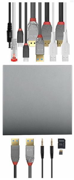 Lindy Dokovacia Stanica USB Typ C, 1x DP, 2xHDMI, 5xUSB, Gigabit LAN, (PD 3.0 100W), 0.9m, s adaptérom 