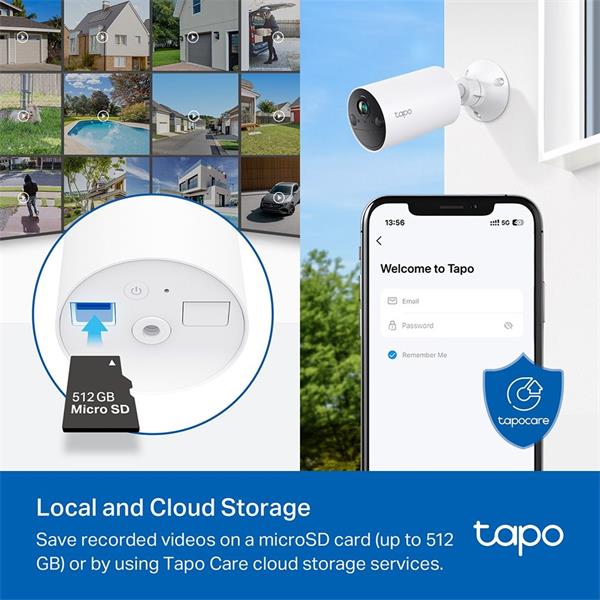 Smart Wire-Free Indoor/Outdoor Security Camera SPEC: 2K (2304x1296), 2.4 GHz, 6400mAh rechargeable lithium-ion battery F 