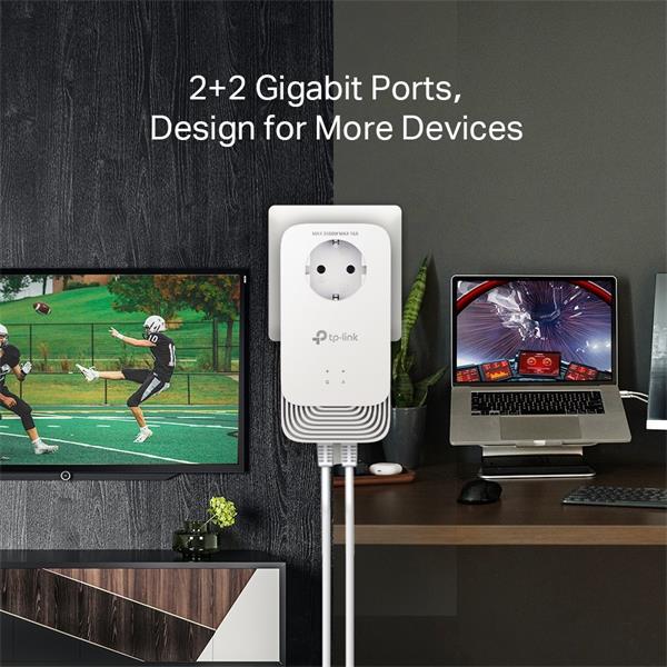 G.hn2400 Passthrough Powerline Kit SPEED: 1428 Mbps Powerline SPEC: Maxlinear CPU, G.hn, 2× Gigabit Ports FEATURE: Plug  