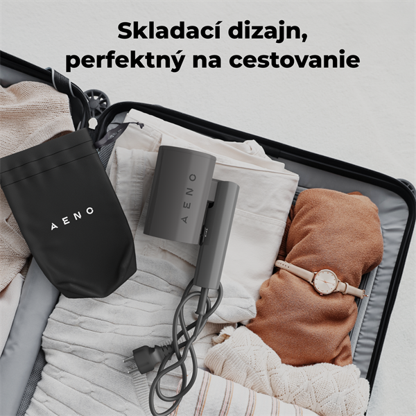 AENO skladací sušič vlasov HD2,1700W-2000W, ionizátor,3rýchlosti, cest. taška 