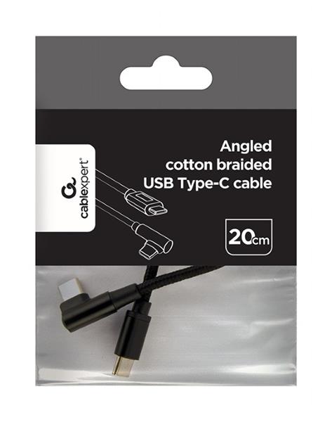 Gembird adaptér USB-C (M) / USB-C (M), datový / nabíjací, opletený, pravouhlý, 0.2m 