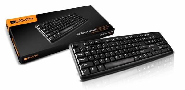 Canyon KB-1, klávesnica, USB, 104 kláves, odolná proti poliatiu tekutinou, štíhla, SK/CZ, čierna 
