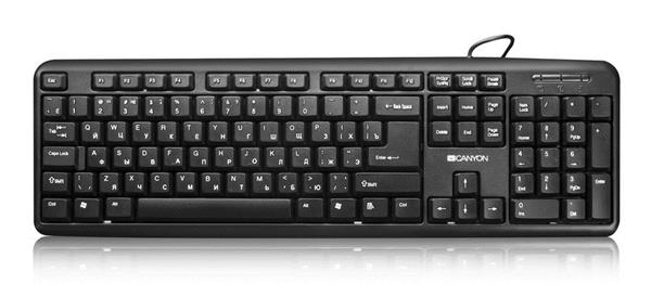 Canyon KB-1, klávesnica, USB, 104 kláves, odolná proti poliatiu tekutinou, štíhla, SK/CZ, čierna 