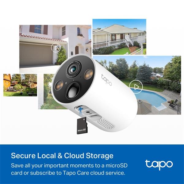 "Solar-Powered Security Camera Kit 1 × Tapo C425, 1 × Tapo A201 SPEC:2K QHD (2560x1440), 2.4 GHz, 10000mAh rechargeable  