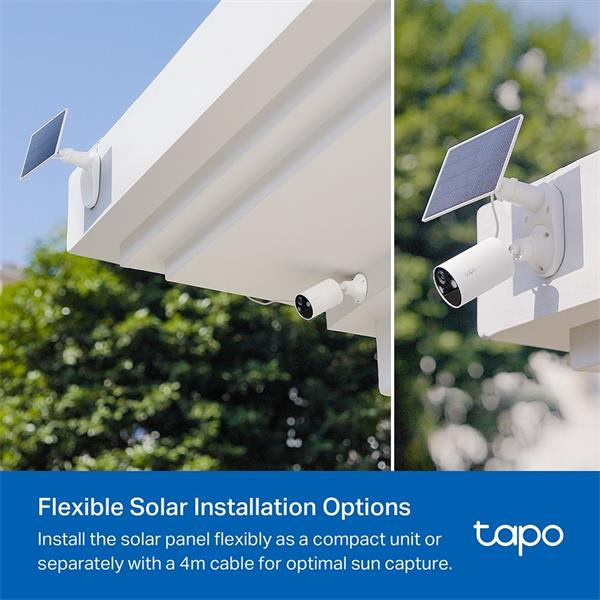 "Tapo Solar Panel SPEC: 5.2V 2.5W FEATURE: Type-C Charging Port, Non-Stop Power,  Flexible Solar Installation, Works wit 