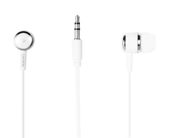 Canyon EPM-01, slúchadlá do uší, pre smartfóny, integrovaný mikrofón a ovládanie, biele 