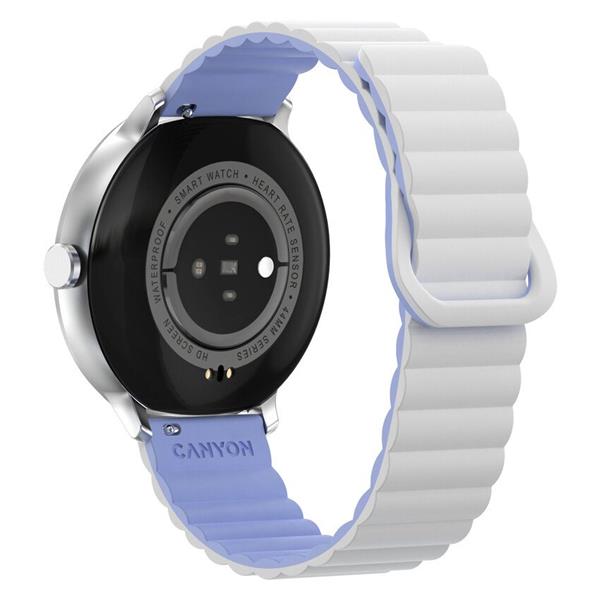 Canyon Jacky SW-69, smart hodinky, BT, fareb. LTPS displej 1,3", vodotes. IP68, 25 športov, bielo/modré 