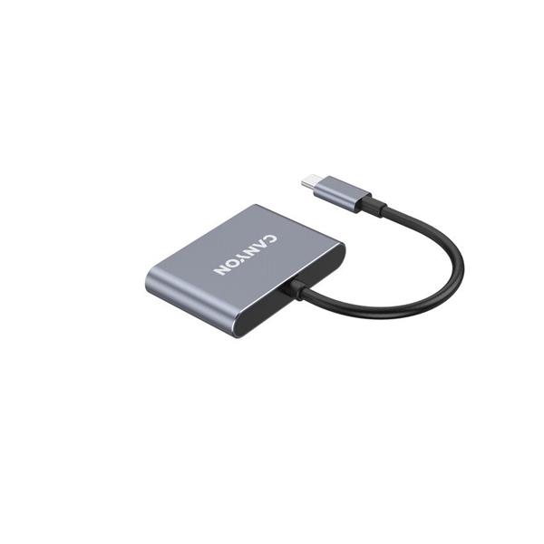 Canyon DS-3, USB-C Hub, 3 porty, 2xUSB-A 10Gbps, 1xUSB-C 10Gbps, šedá 