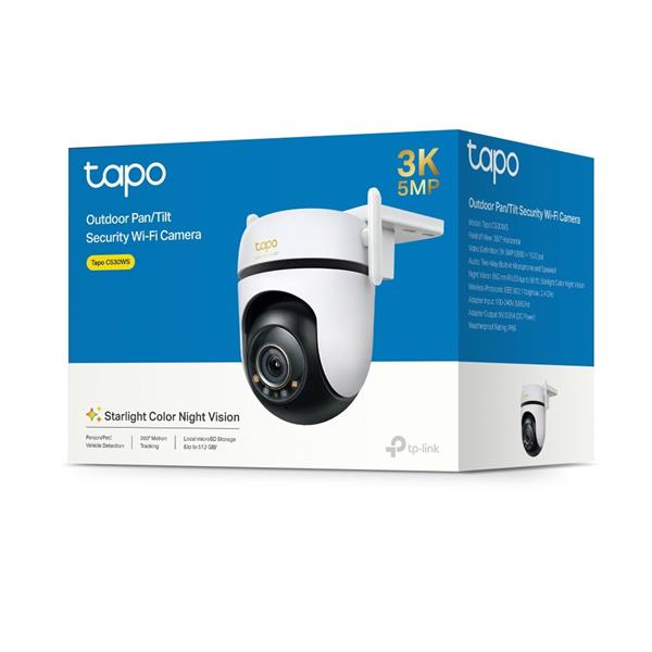Outdoor Pan/Tilt Security Wi-Fi Camera SPEC: 3K 5MP (2880x1620), 2.4 GHz, 2 × External Antennas, 1 × Ethernet Port, Hori 
