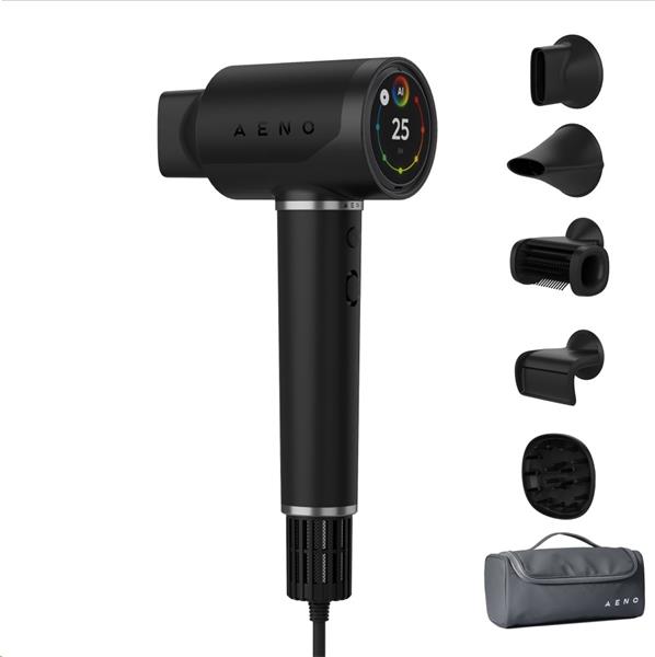 AENO AI ProDryer Fén HD5 čierny, 100km/h, Hlasové ovl., ionizátor, AI, NTC, Gravity/Infra senzor, 67 dB, LED 