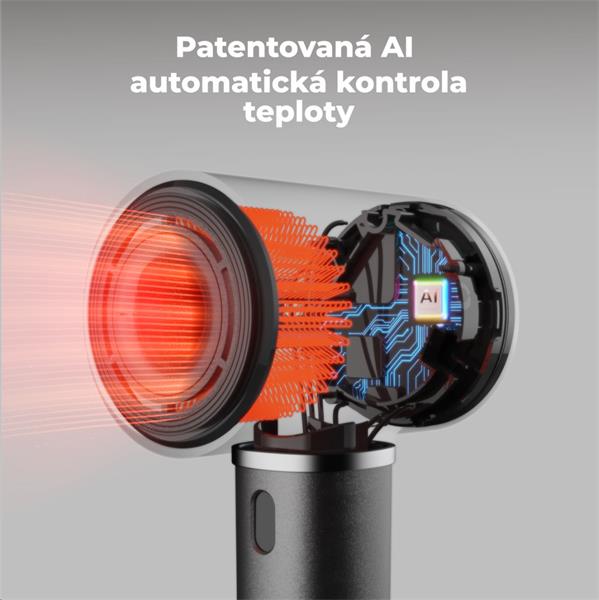 AENO AI ProDryer Fén HD5 biely, 100km/h, Hlasové ovl., ionizátor, AI, NTC, Gravity/Infra senzor, 67 dB, LED 