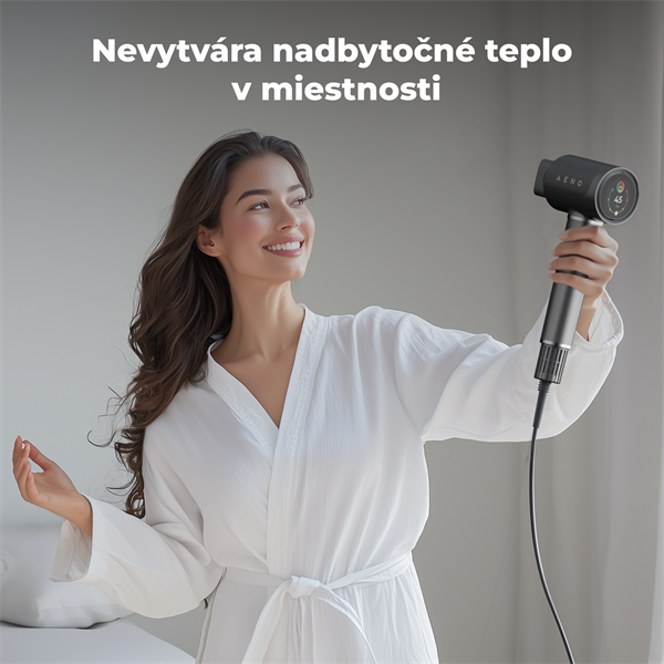AENO AI ProDryer Fén HD5 šedý, 100km/h, Hlasové ovl., ionizátor, AI, NTC, Gravity/Infra senzor, 67 dB, LED 