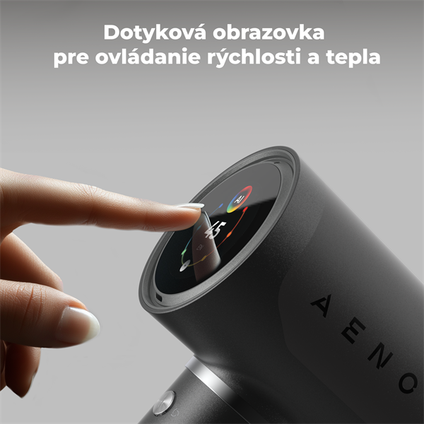 AENO AI ProDryer Fén HD5 šedý, 100km/h, Hlasové ovl., ionizátor, AI, NTC, Gravity/Infra senzor, 67 dB, LED 