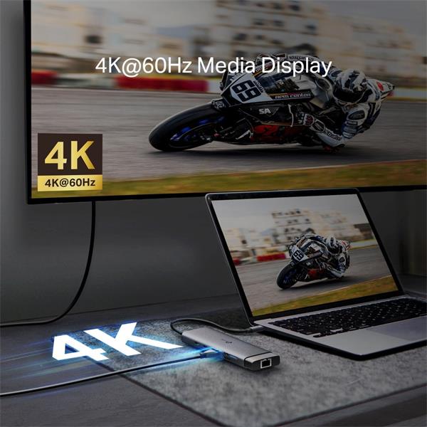 USB Type-C 9-Port Hub SPEC: 1 × USB-C Connector,1 × HDMI 4K 60Hz Port,1 × USB-C PD 100W Port,1 × RJ45 1000Mbps Port,1 ×  