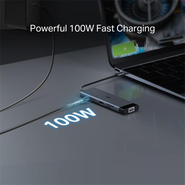 USB Type-C 9-Port Hub SPEC: 1 × USB-C Connector,1 × HDMI 4K 60Hz Port,1 × USB-C PD 100W Port,1 × RJ45 1000Mbps Port,1 ×  
