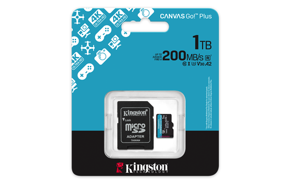 1 TB . microSDXC karta Kingston Canvas Go Plus Gen4 + adaptér ( r200MB/s, w160MB/s ) 