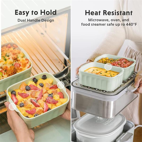 BUYDEEM Bento obedová keramická miska 810 ml, model CT1006, farba zelená 