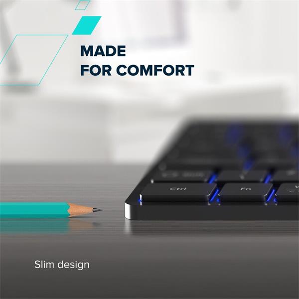 Canyon HKB-W11, 2v1 bezdrôtová klávesnica, vodeodolná, 12 multim. kláves, RGB podsv, plnoh. veľkosť, štíhla, SK/CZ, biel 