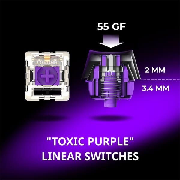 Lorgar KBP70MW, Profi bezdrôtová mechanická herná klávesnica, Wireless 2.4 GHz/ BT 5.0/káblová, US layout, béžová 