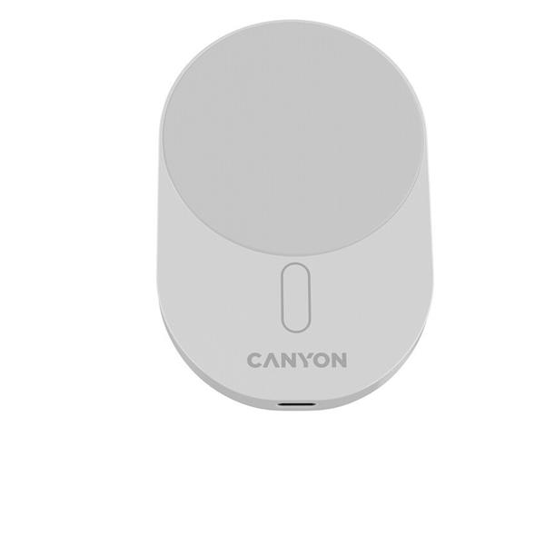 Canyon OnGrip 105, bezdrôtová autonabíjačka, magnetické uchytenie mobilu, 15W, 1x USB-C 20W. biela 