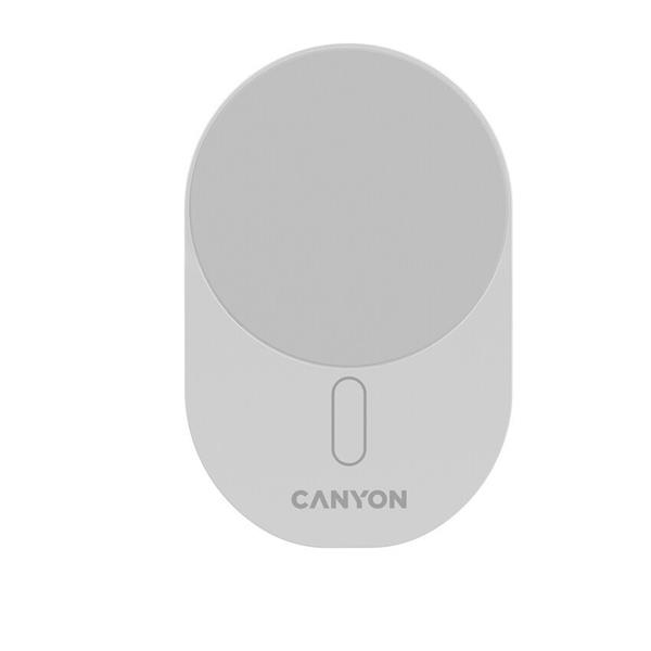 Canyon OnGrip 105, bezdrôtová autonabíjačka, magnetické uchytenie mobilu, 15W, 1x USB-C 20W. biela 