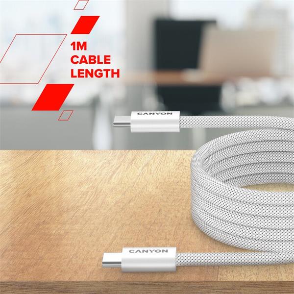 Canyon CCMG60AB15, 1 m kábel, USB-C / USB-C, magnet, PD 60 W, opletený, čierny 