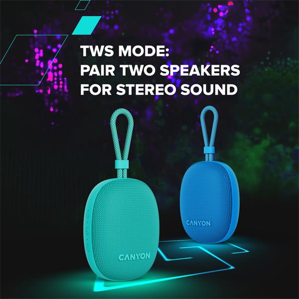 Canyon OnMove 12, prenosný Bluetooth v5.3 reproduktor, 5W, TWS, IPX7, 12 hod, USB-C nab., rúžový 