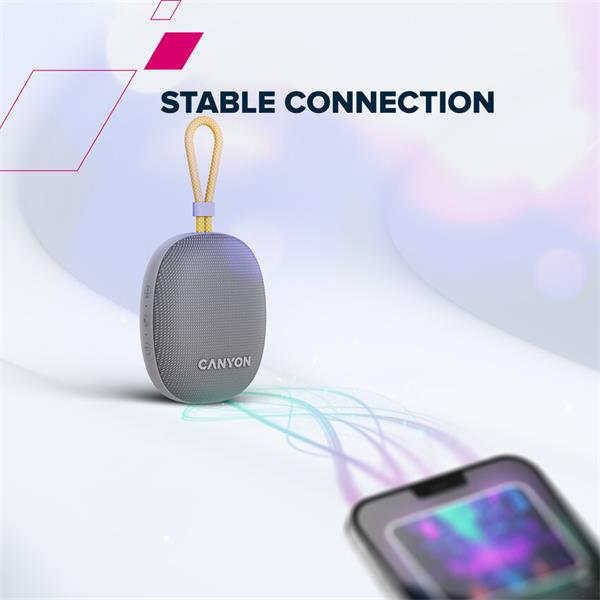 Canyon OnMove 12, prenosný Bluetooth v5.3 reproduktor, 5W, TWS, IPX7, 12 hod, USB-C nab., rúžový 