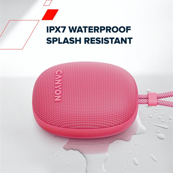 Canyon OnMove 12, prenosný Bluetooth v5.3 reproduktor, 5W, TWS, IPX7, 12 hod, USB-C nab., rúžový 