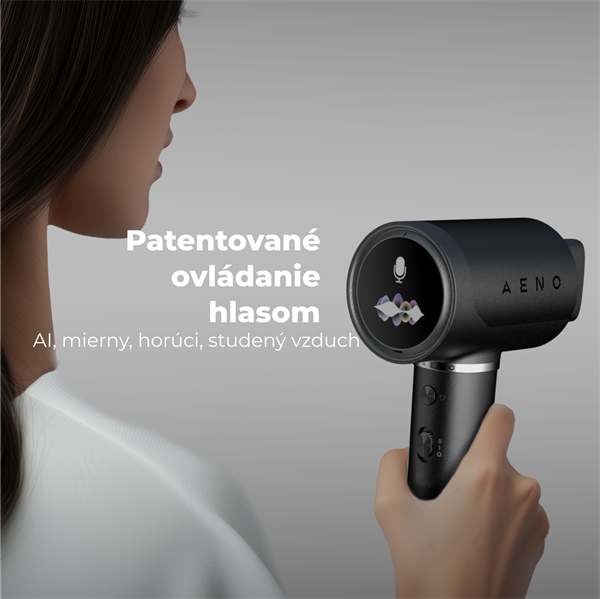 AENO AI ProDryer Fén HD5 čierny, 100km/h, Hlasové ovl., ionizátor, AI, NTC, Gravity/Infra senzor, 67 dB, LED 