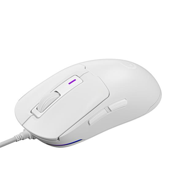 Lorgar MSA10, pokročilá herná myš, USB, 6 prog. tlačidiel, 12 000 dpi, podsvietenie RGB, biela 