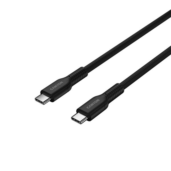 Canyon OnWire CCAP60CL, 1 m, kábel nab. a synchr., USB-C / USB-C, 60W PD, 480Mbps, opletený, čierny 