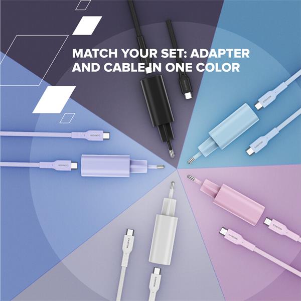 Canyon OnWire CCAP60CL, 1 m, kábel nab. a synchr., USB-C / USB-C, 60W PD, 480Mbps, opletený, čierny 