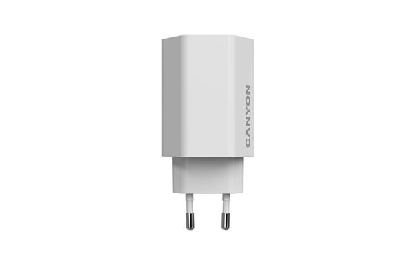 Canyon Hexagon 65, vysokorýchlostná univerzálna nabíjačka do steny, 65W, 2x USB-C + 1x USB-A, biela 
