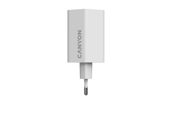 Canyon Hexagon 65, vysokorýchlostná univerzálna nabíjačka do steny, 65W, 2x USB-C + 1x USB-A, biela 