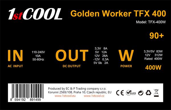 1stCOOL GOLDEN WORKER TFX 400W 88+ 