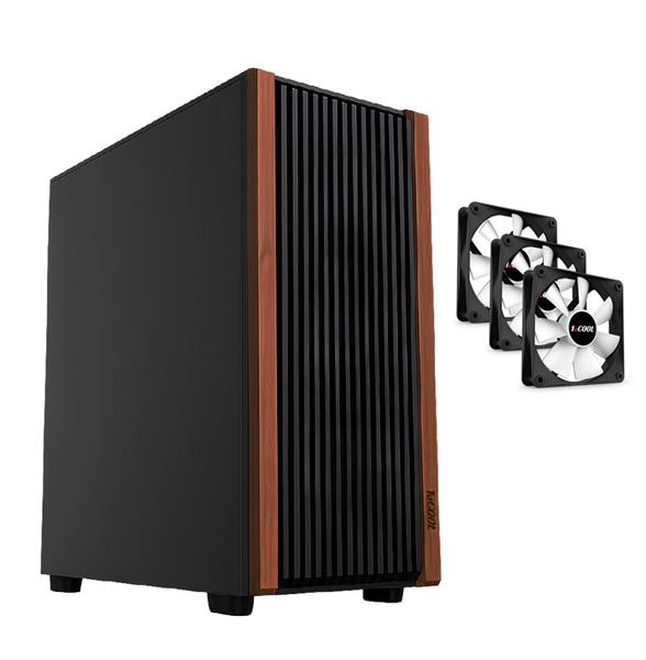 1stCOOL G6 Noble Wood Decor, skrinka ATX, USB3.0, USB-C, 3x ventilátor 