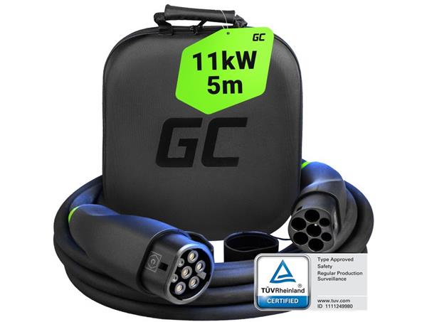 Nabíjací kábel Green Cell GC Snap Typ 2 pre elektromobily 11kW 7m pre Tesla Model Y 3 SX, VW ID.4, Kia EV6, Hyundai ION 