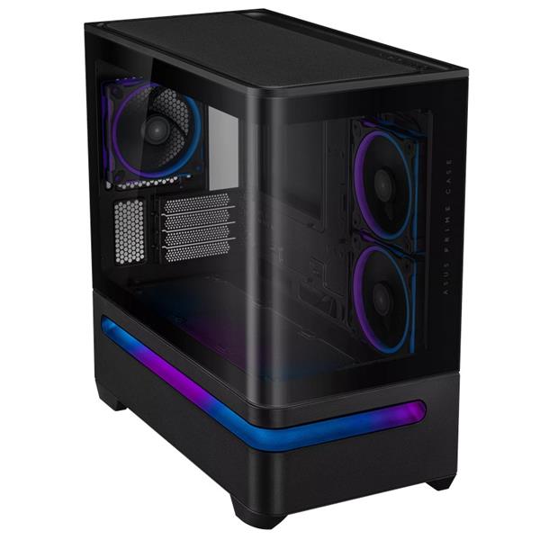 ASUS PRIME AP202 TG ARGB BLACK, 3x ARGB fan, mATX, USB-C, čierna 