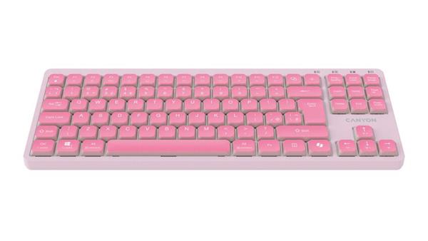 Canyon OnType 10, klávesnica, mechanická, USB, multimediálna, ružová 
